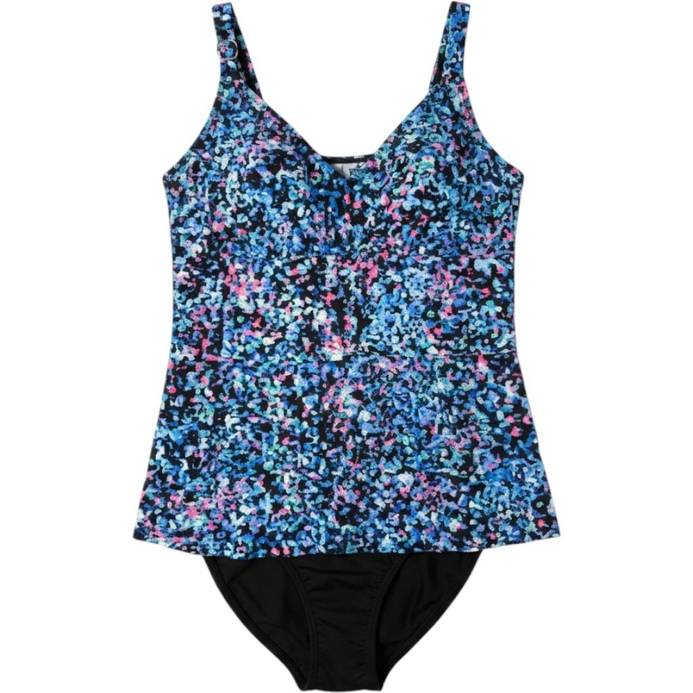 Bal Harbour Swim Swimdress Womens 20W Plus Multicolor Spotted Wide Strap Lined